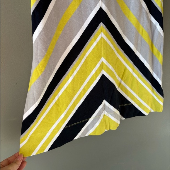 Banana Republic Milly Dress Lime Green/Yellow Ponte Knit Chevron Striped Sz 2 - Picture 6 of 9
